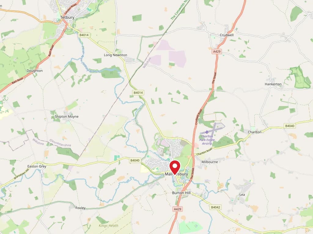 Map showing our coverage around Malmesbury & the surrounding area